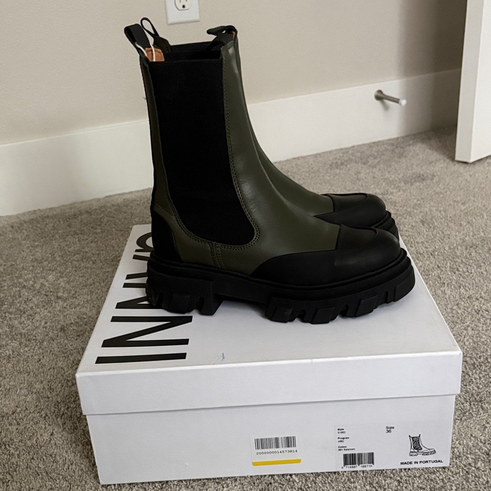 Ganni Leather Chelsea Boots